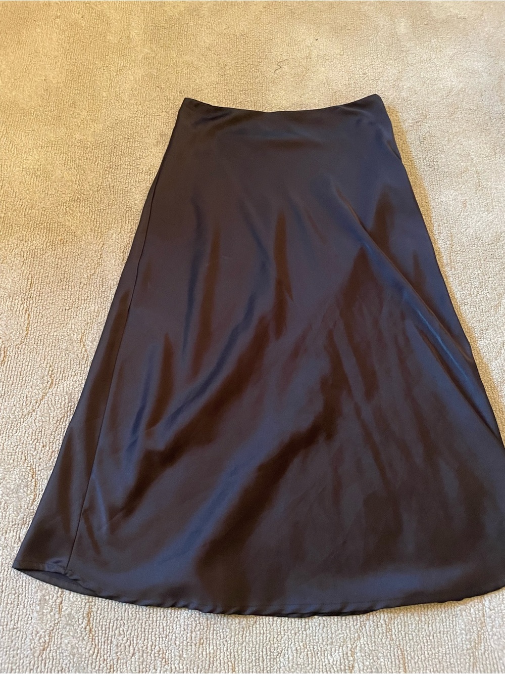SHEIN Black Satin A-Line Maxi Skirt